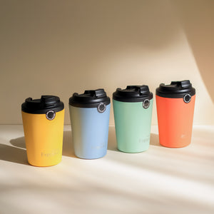 Made by Fressko reusable coffee cups in assorted colours